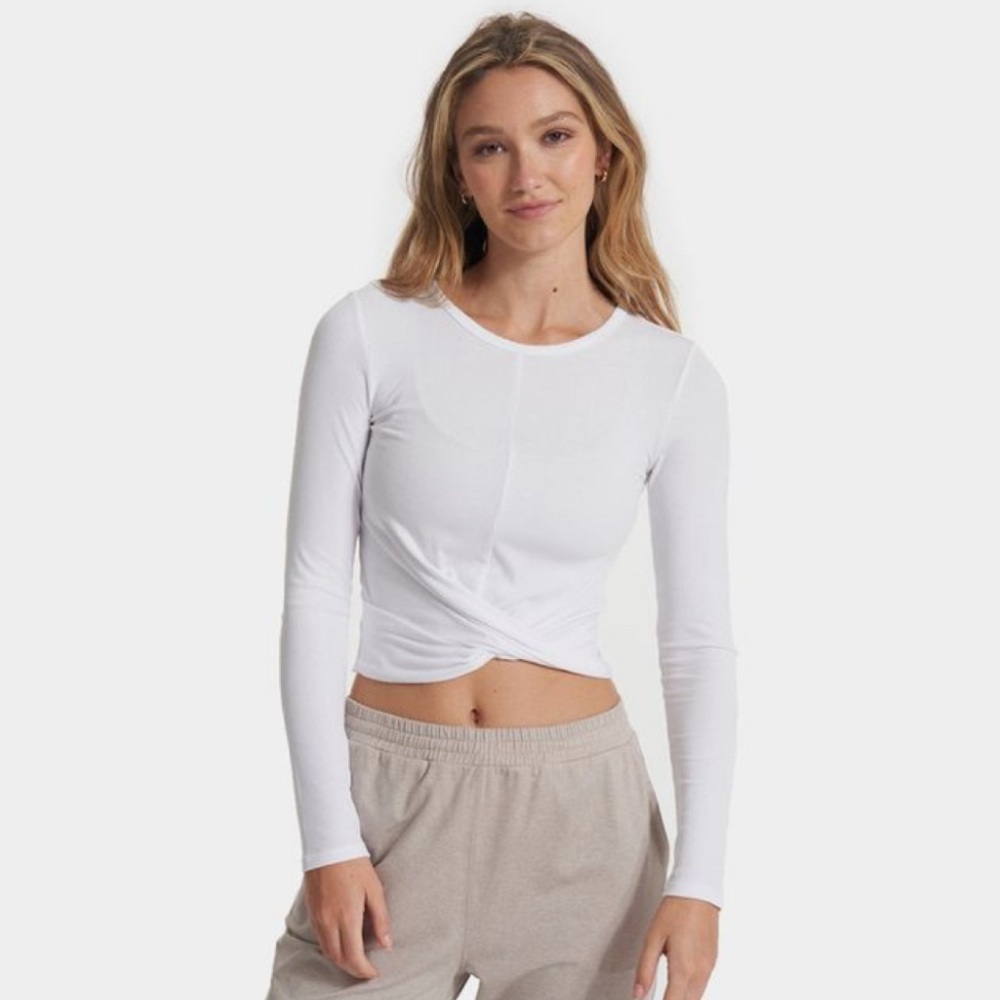 Vuori Long Sleeve Cove Twist Tee White - Size Smalll